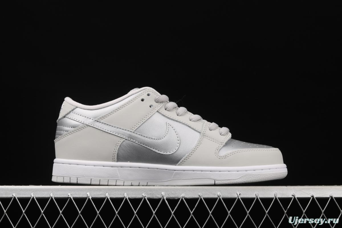 NIKE SB DUNK Low gray and silver color matching front layer casual skateboard shoes 854866-029