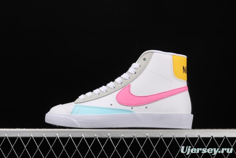 NIKE Blazer Mid'77 Vntg Suede Mix Trail Blazers engraved classic leather-faced candy-colored high-top board shoes DA4295-100