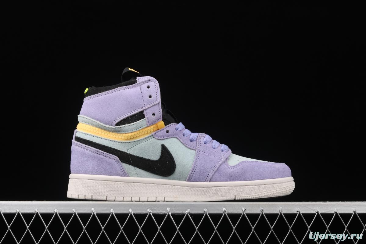 Air Jordan 1 Switch Violet Violet zipper high top cultural basketball shoes CW6576-500