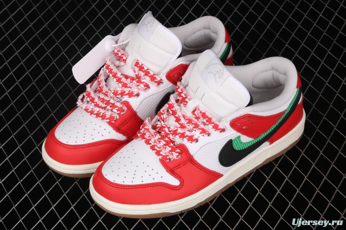 Frame Skate x NIKE SB DUNK Low Habibi white and red double hook dunk series retro low side leisure sports skateboard shoes CT2550-600