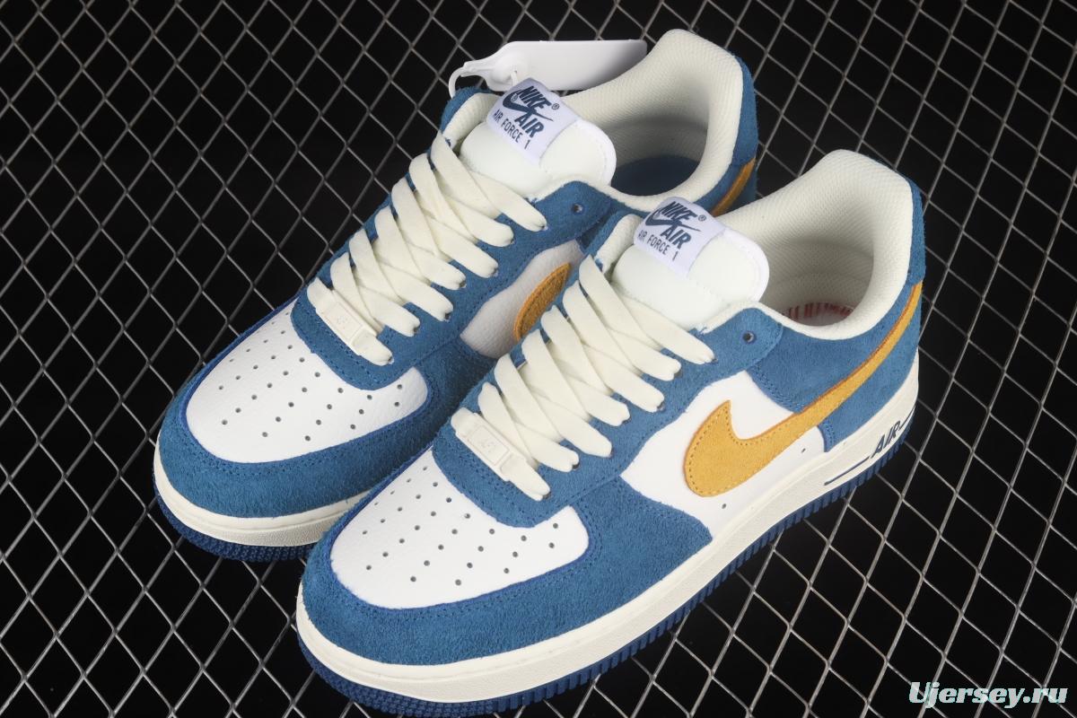 NIKE Air Force 1x07 Low blue, white and yellow color low-top casual board shoes BQ8988-103