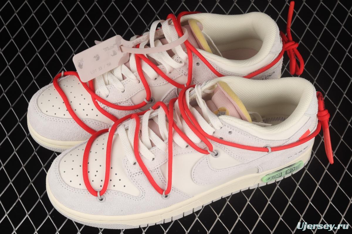 OFF-White x NIKE DUNK Low OW white gray leisure sports skateboard shoes DJ0950-118