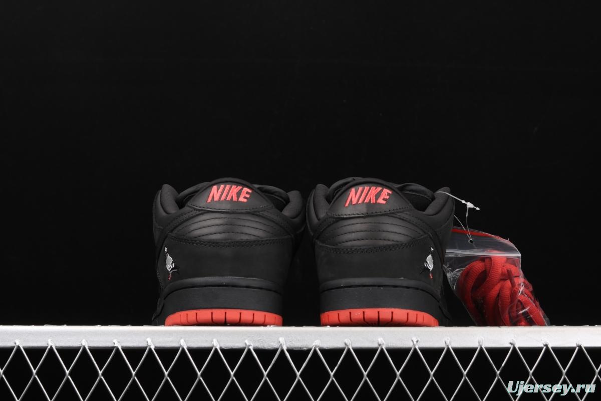 Black Pigeon x NIKE SB DUNK low Trd QS black pigeon retro low-side leisure sports skateboard shoes 883232-008