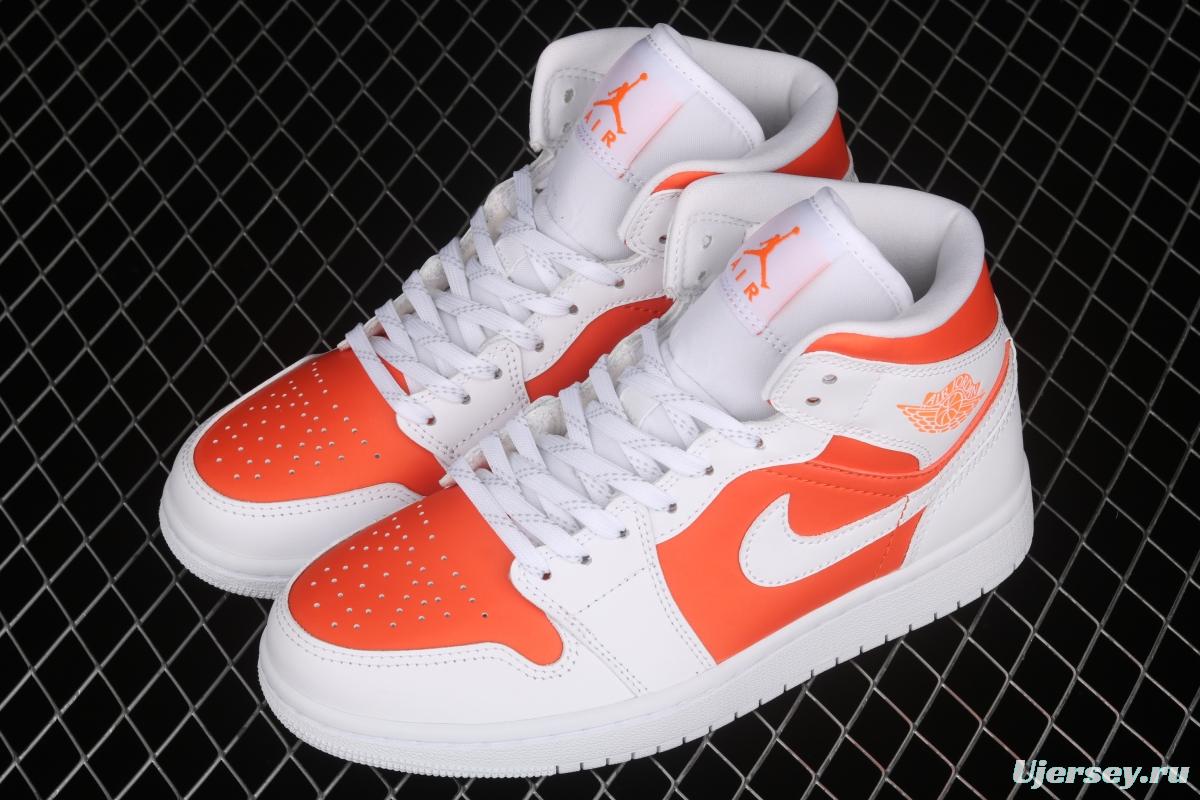 Air Jordan 1 Mid White Orange Zhongbang Basketball shoes CZ0774-800