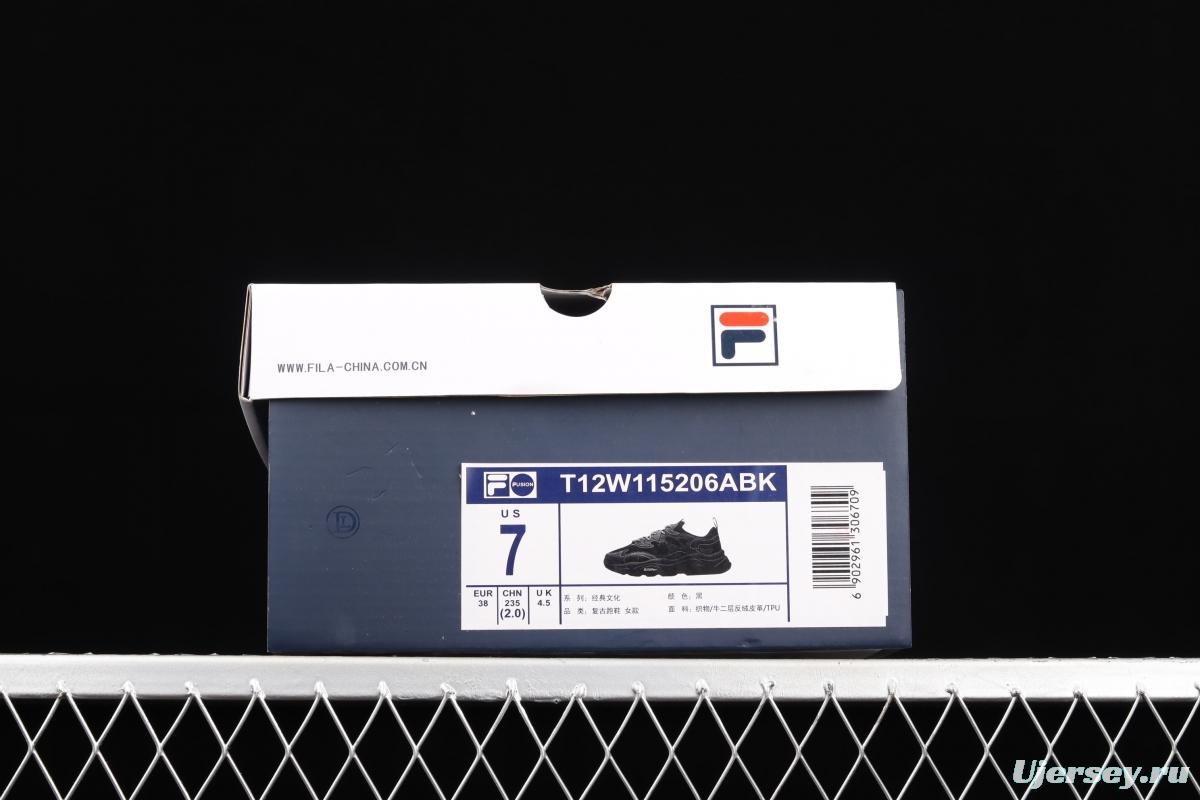 FILA 3M reflective all-black retro sports Martian daddy shoes T12W115206ABK
