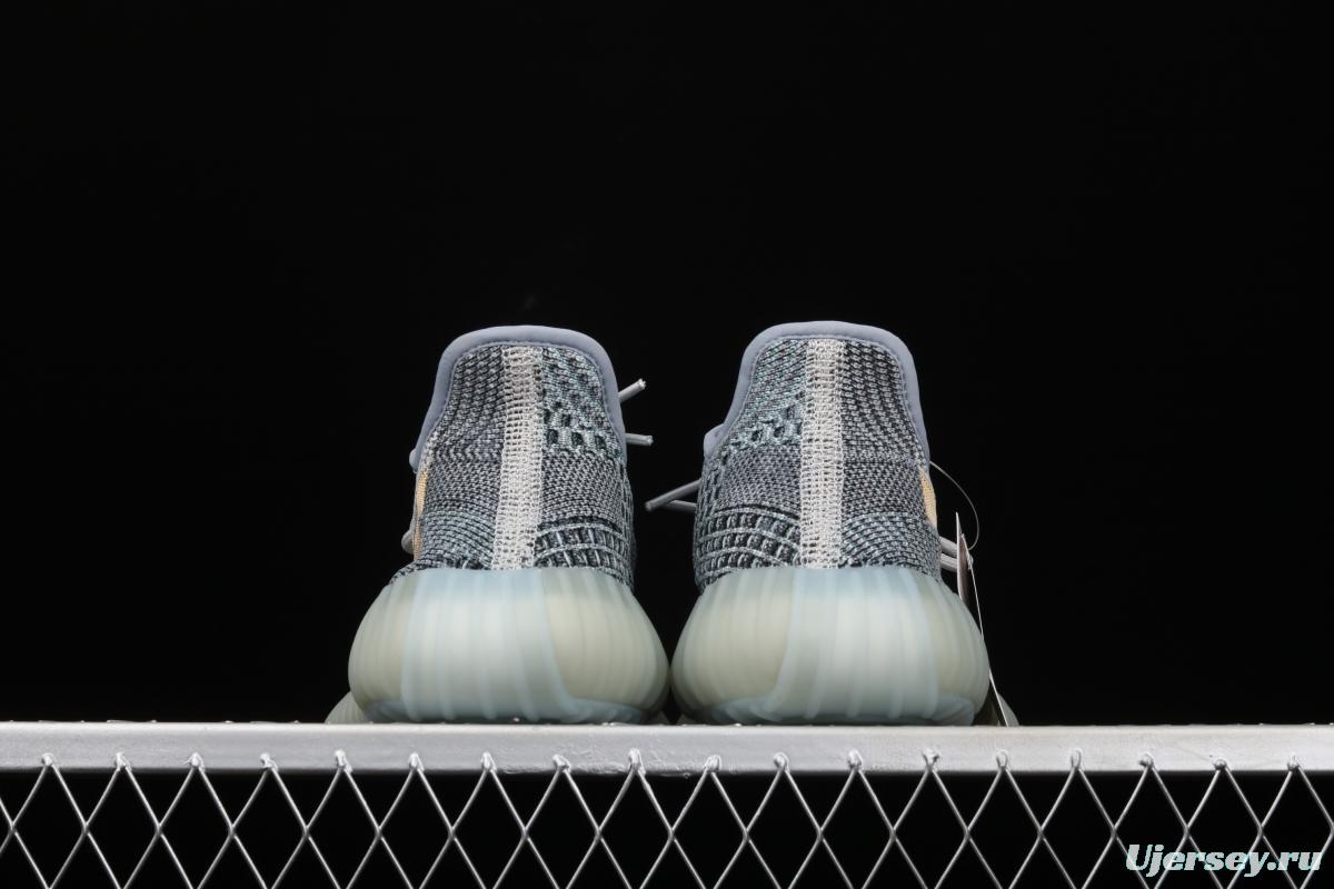 Adidas Yeezy 350 Boost V2 Ash Blue GY7657 Darth Coconut 350 second generation hollowed-out water-washed tannins color matching