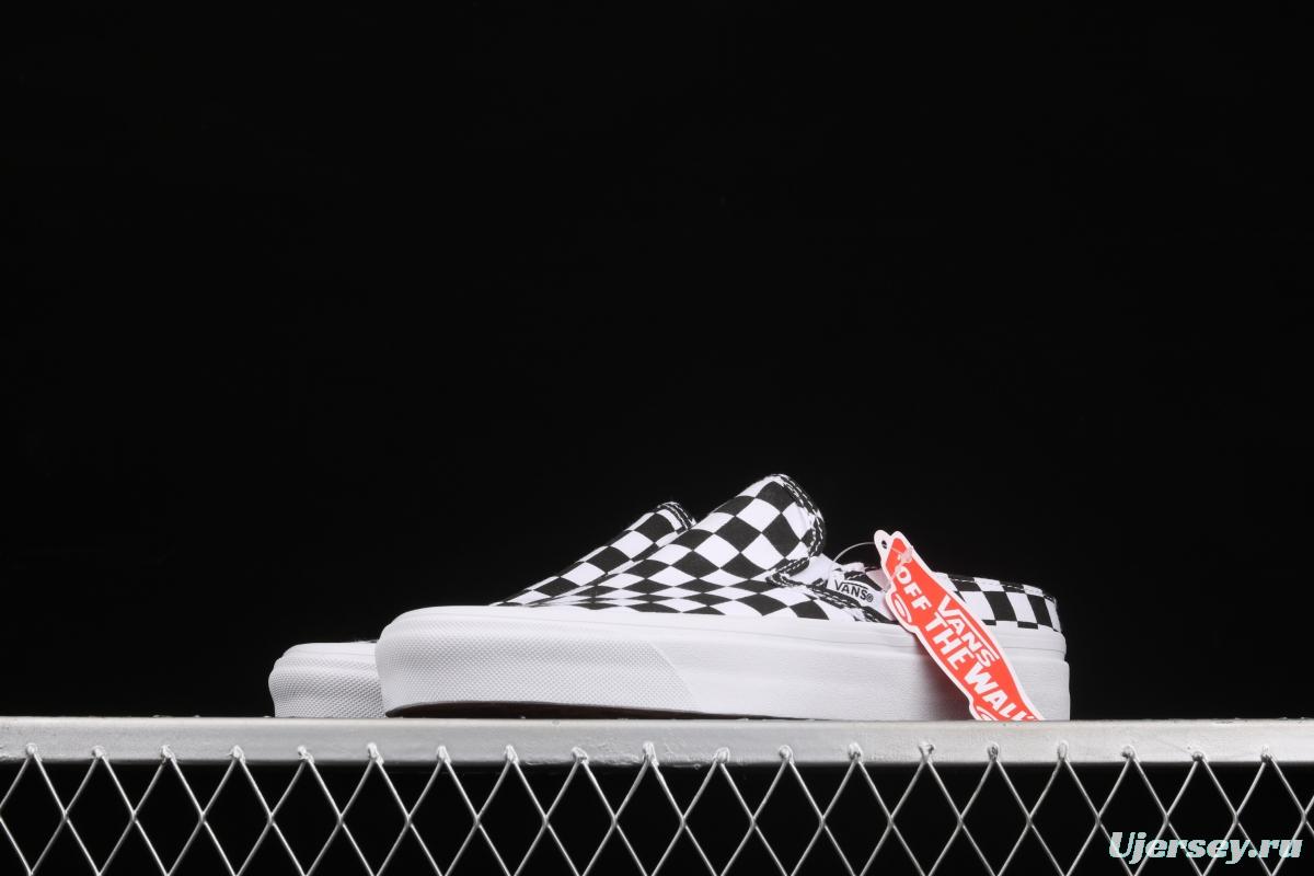 Vans Authentic 2021 summer new Anaheim black and white checkerboard VN0A54F75GULoafers Shoes slacker semi-dragged canvas board shoes