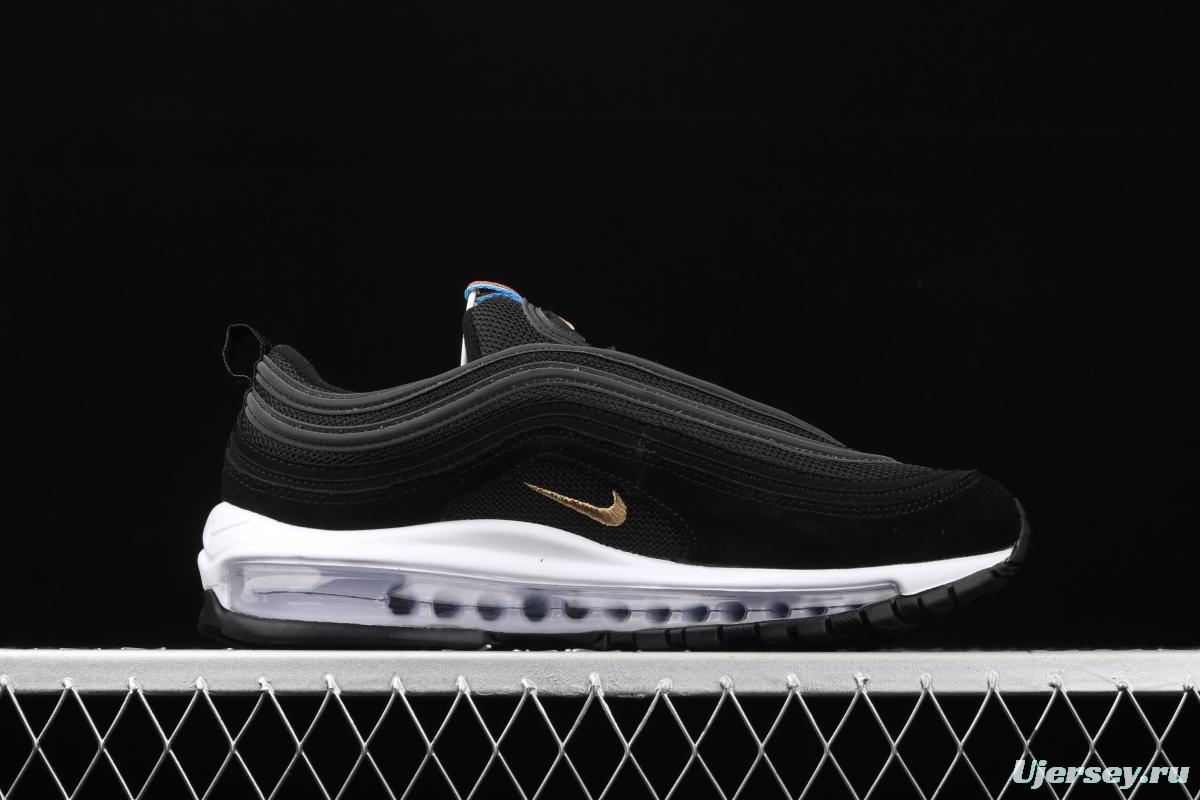 NIKE Air Max 97 QS Olympic black gold 3M reflective bullet air cushion running shoes CI3708-001