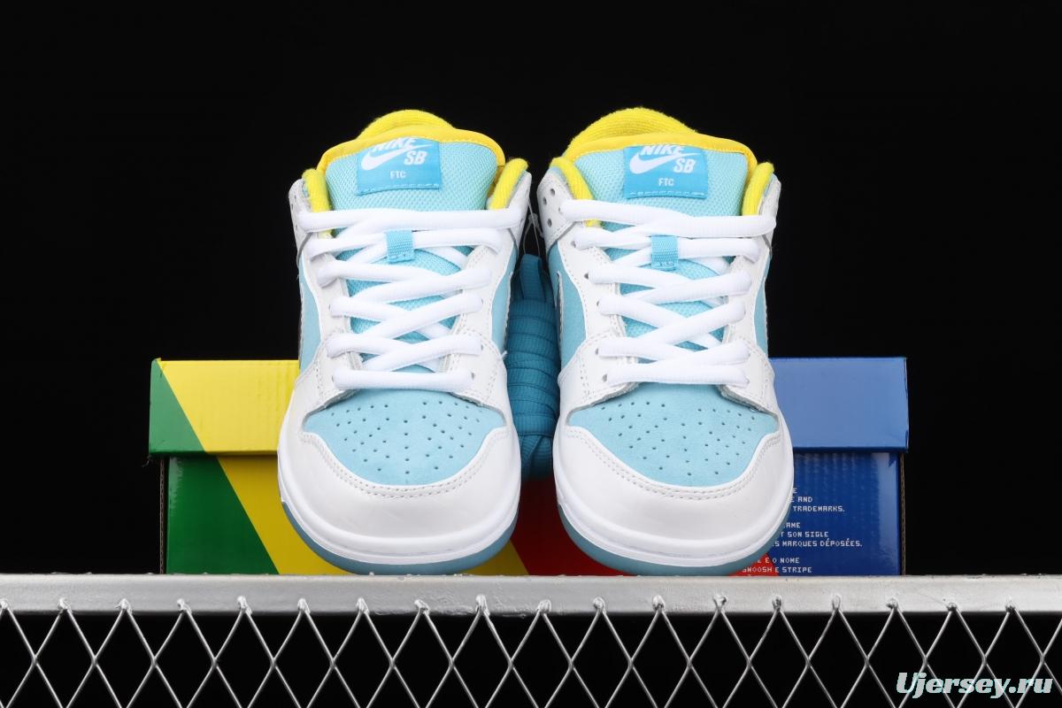 Ftc Skateboarding x NIKE SB DUNK Low Pro QS LAGOON PULSE silver ice blue low-top skateboard shoes DH7687-400