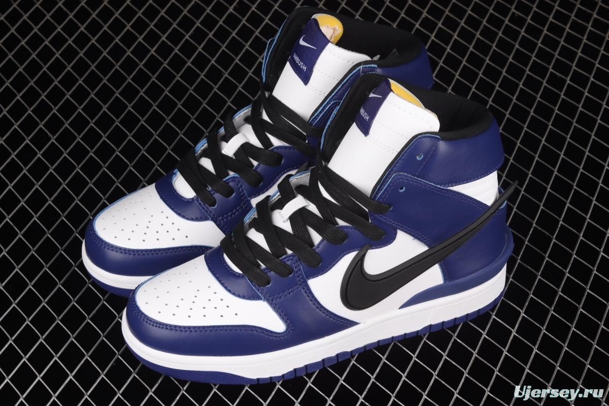 Ambush x NIKE DUNK High joint style black, blue and white high top casual board shoes CU7544-400