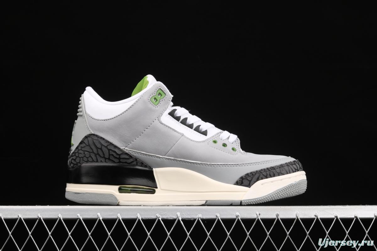 Air Jordan 3 Retro Chlorophyll AJ3 Joe 3 chlorophyll Gray Green manuscript 136064-006