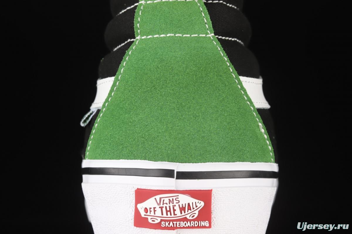 Vans Skate Sk8 Hi black and green side standard chessboard checkered high-top casual board shoes VN0A5FCC3OH