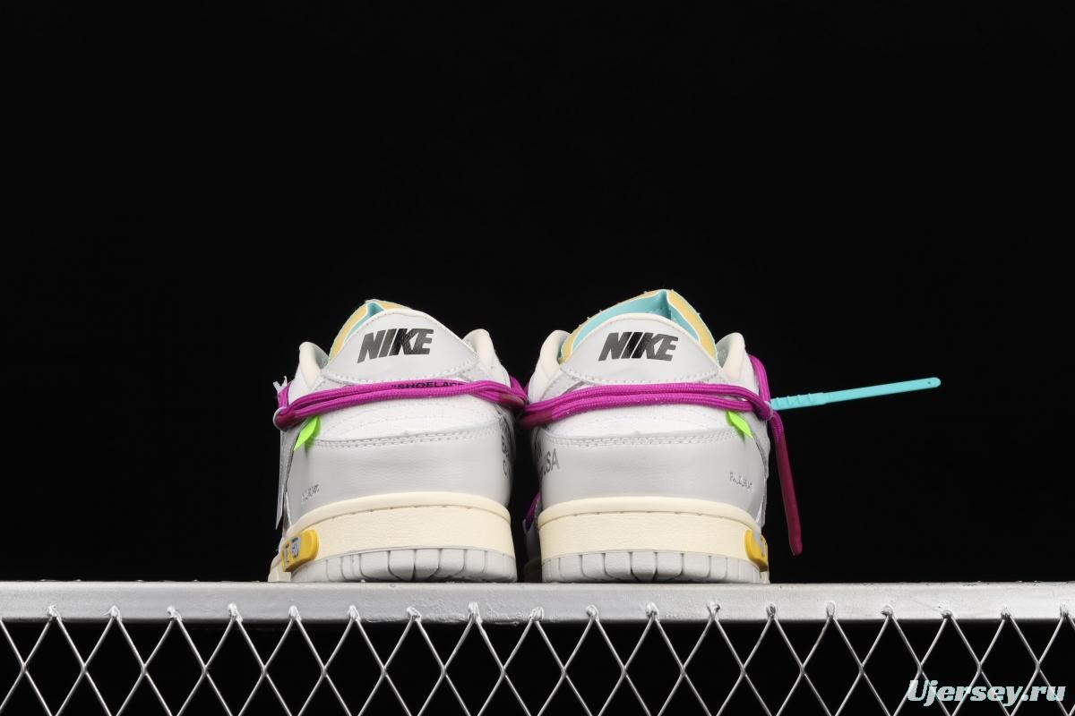 OFF-White x NIKE DUNK Low 04 of 50 OW white gray leisure sports skateboard shoes DM1602-100