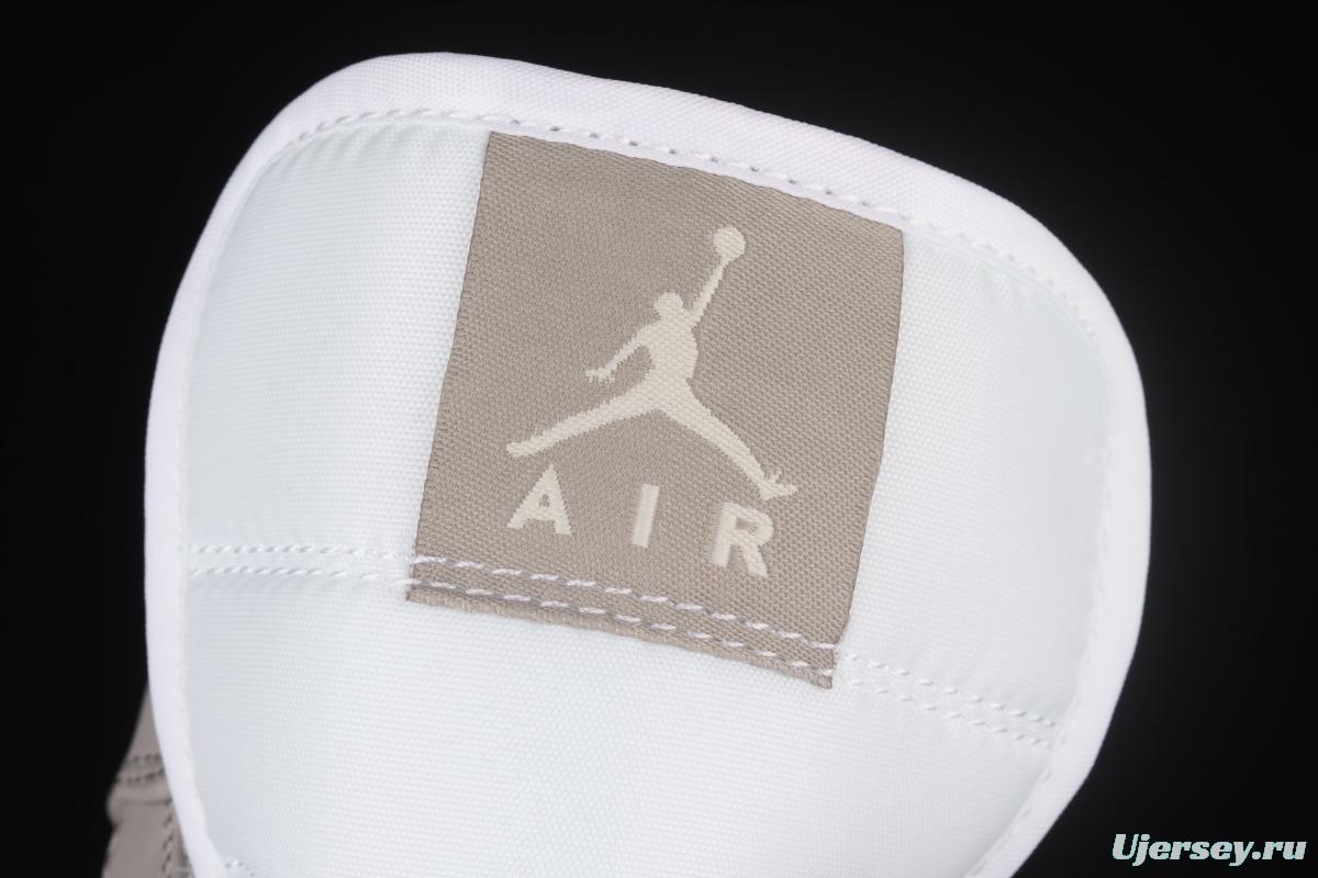 Air Jordan 1 Mid grey middle-top basketball shoes of the Central Asian Hemp College 554724-082