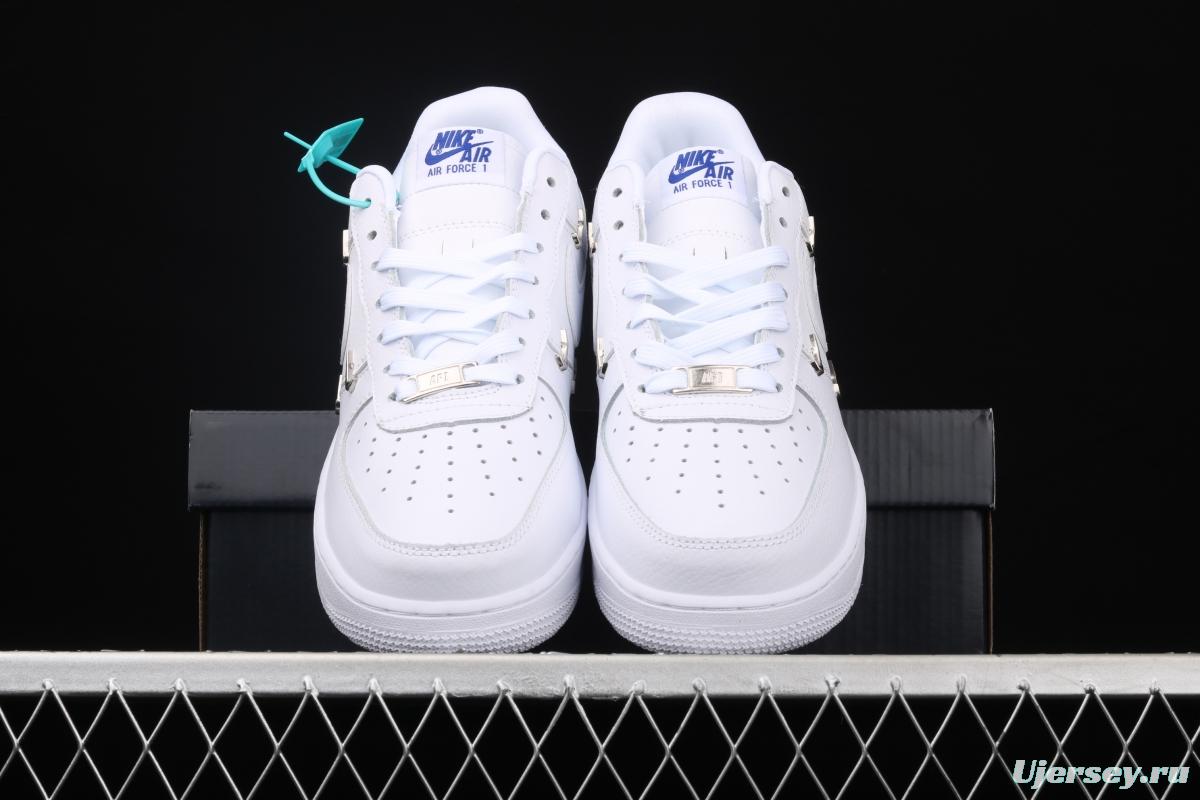 NIKE Air Force 11607 Low All white joint name small silver hook low-top casual board shoes CT1990-100