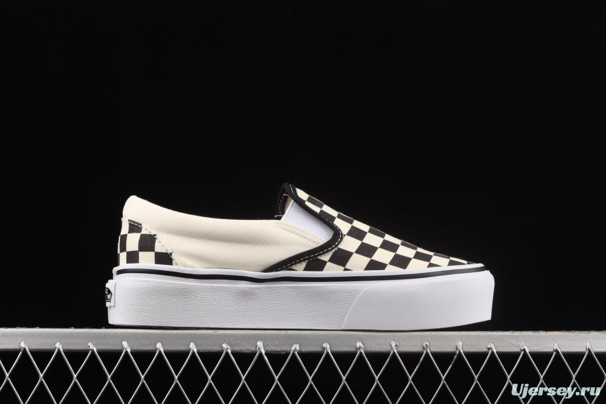 Vans Slip-On Platform classic lazyman black and white checkerboard thick soles shoes VN0A318EBWW