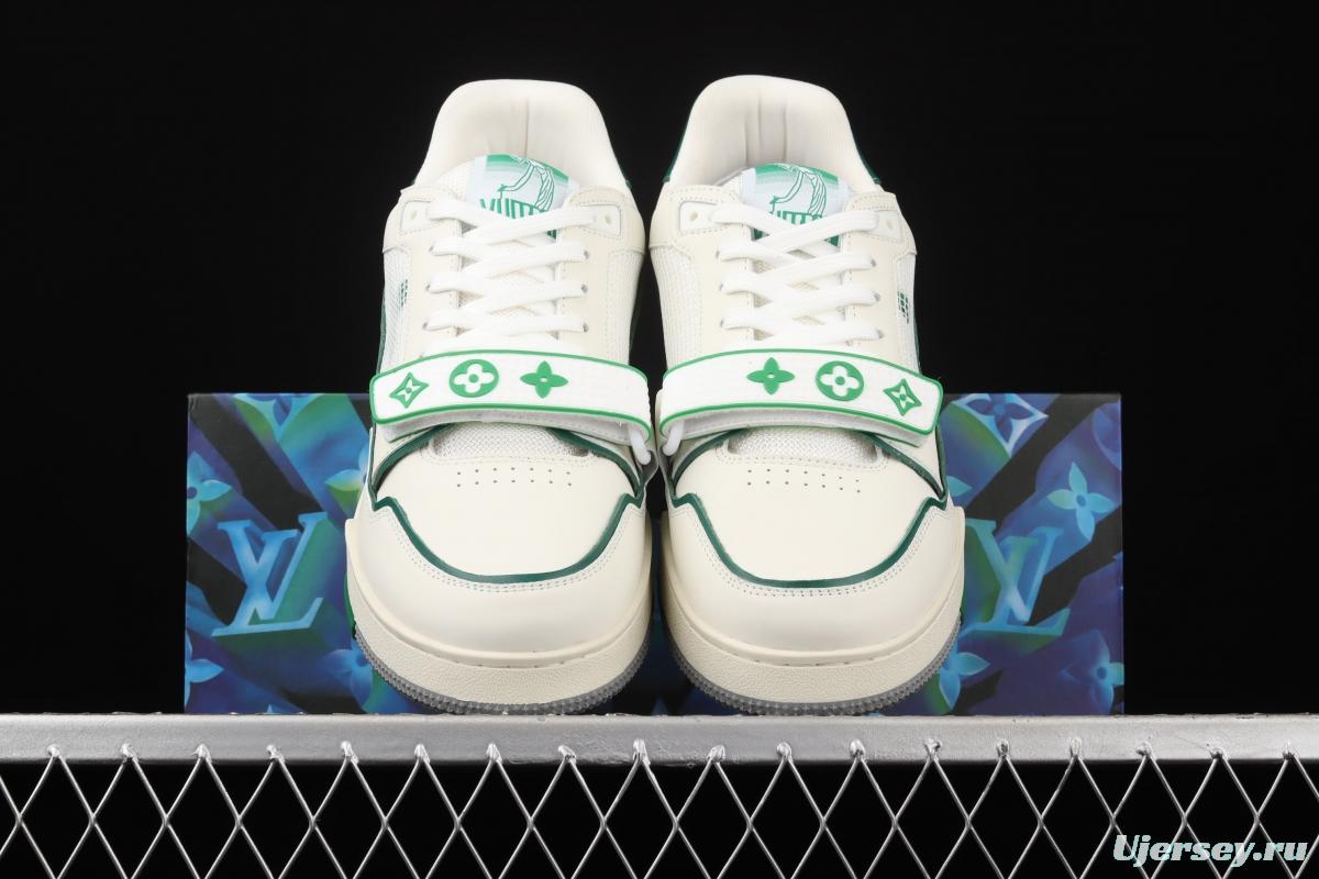 Authentic LV 2021ss early spring fashion catwalk sneakers 410N White Green