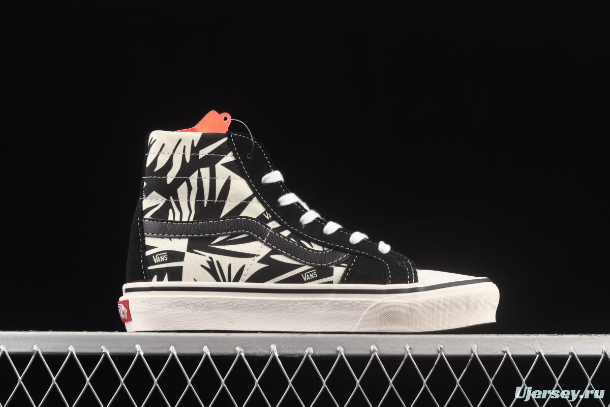 Vans Sk8-Hi 138Decon black and white printed high-top casual board shoes VN0A3MV136K