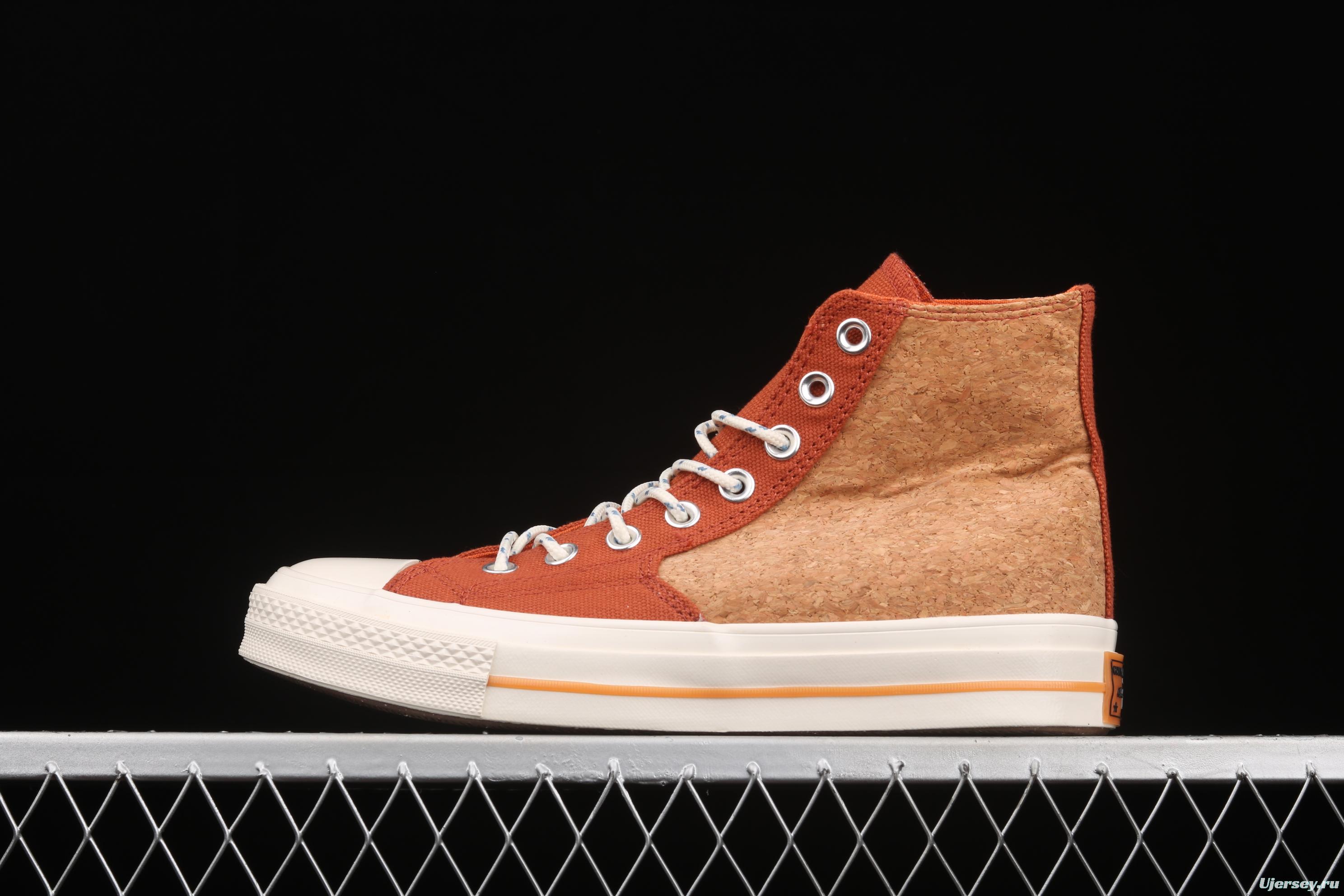 Converse 1970's Converse new cork color textile spliced high-top leisure board shoes 170853C