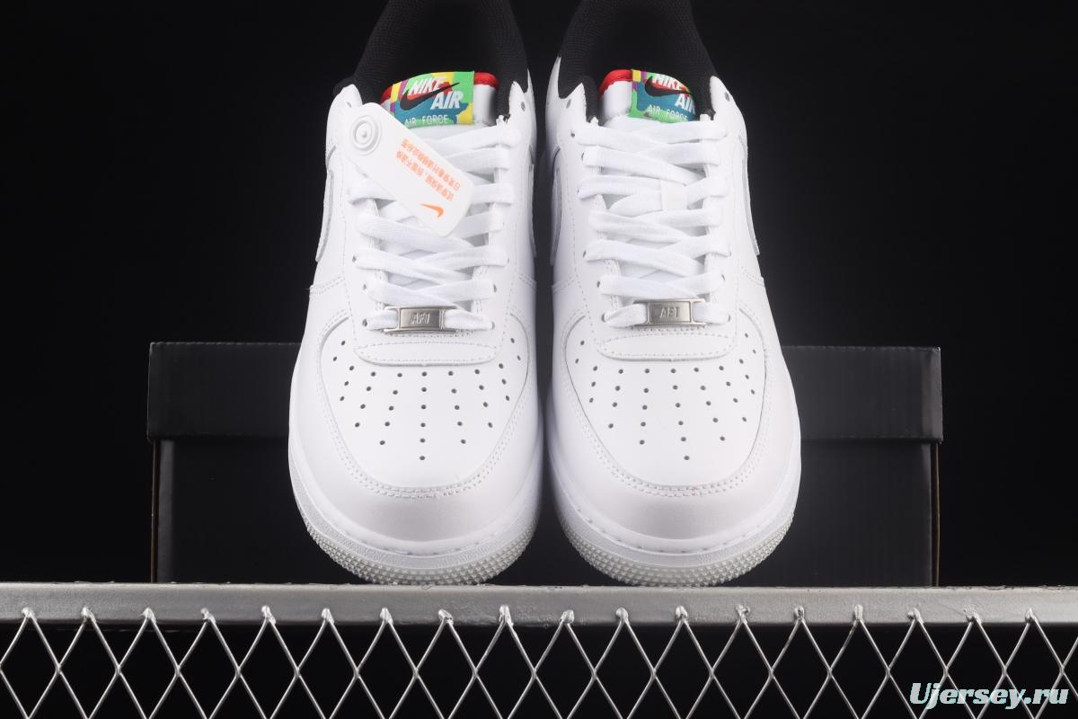 NIKE Air Force 11607 Low Peace Love Swoosh white and black graphic printed low-top casual board shoes DM8148-100