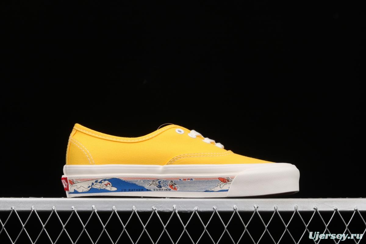 Vans Authentic 44 DX yellow canvas surfing printed Anaheim vintage board shoes VN0A54F241Q