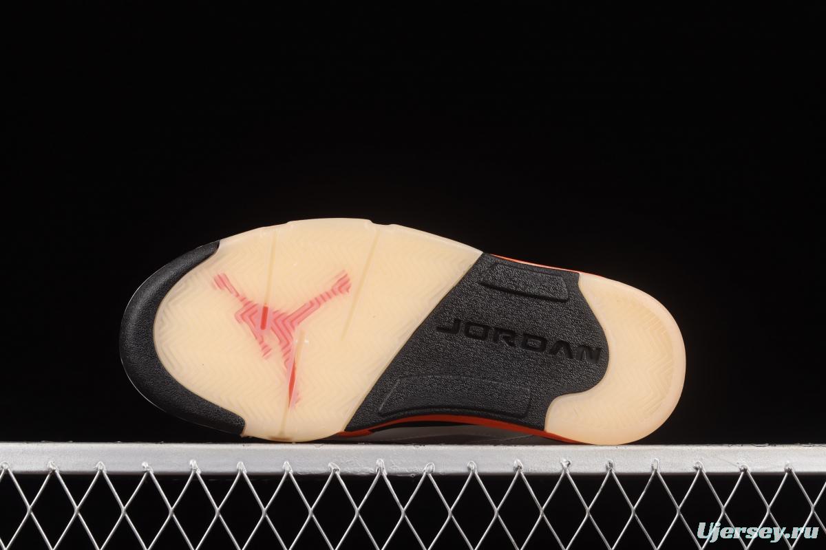 Air Jordan 5 Shattered Backboard white orange buckle shredded high top basketball shoes DC1060-100