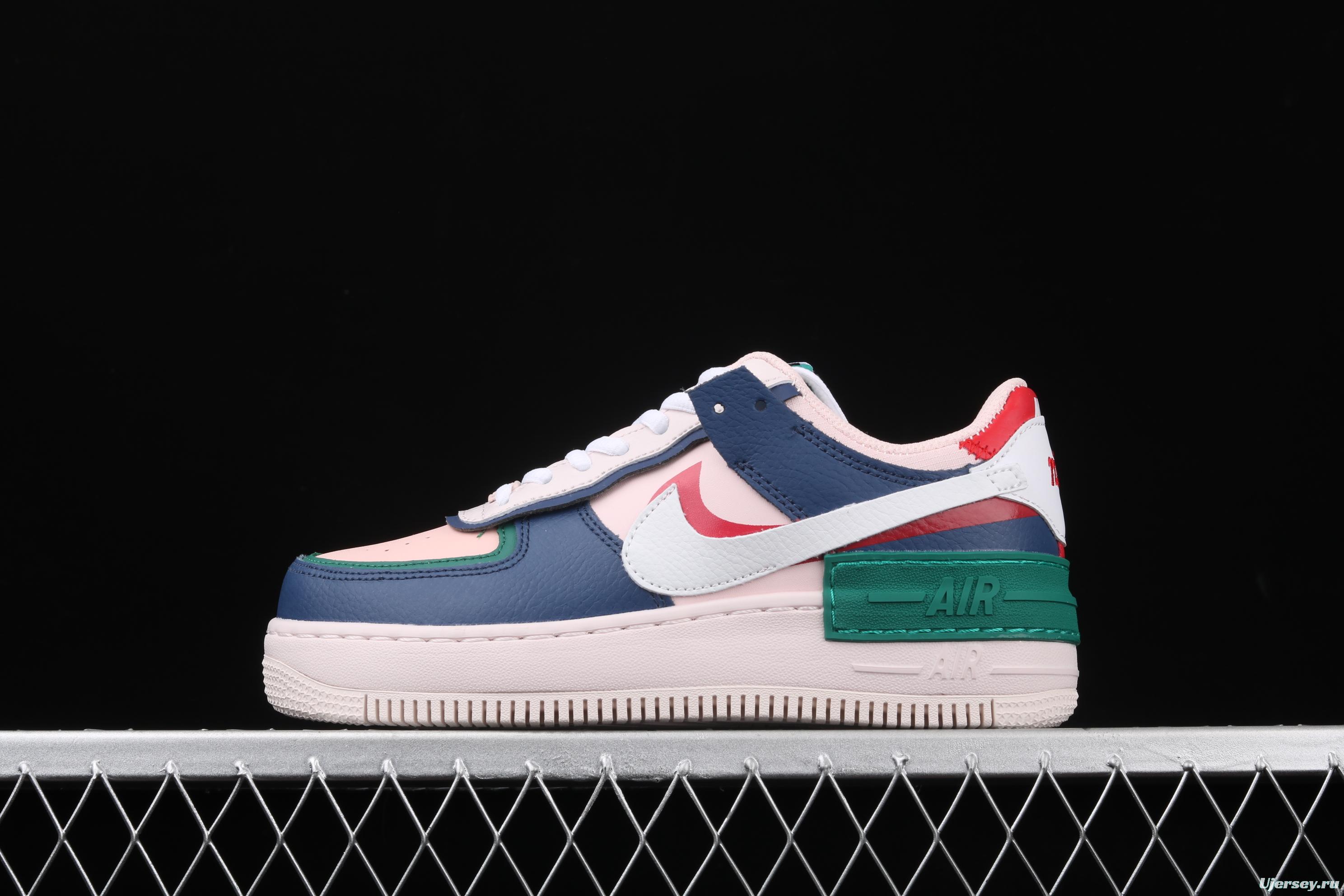 NIKE Air Force 1 ShAdidasow blue, pink and green light weight heightened low-top white board shoes CI0919-400