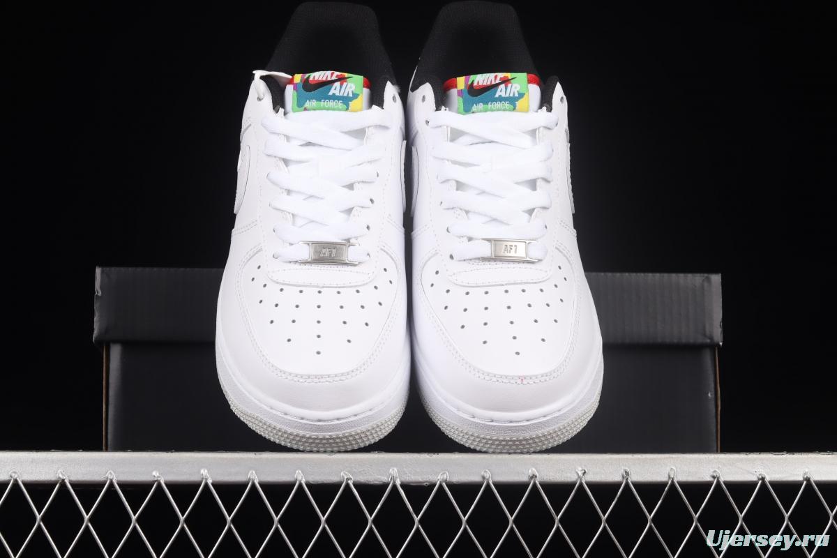 NIKE Air Force 11607 Low Peace Love Swoosh white and black graphic printed low-top casual board shoes DM8148-100
