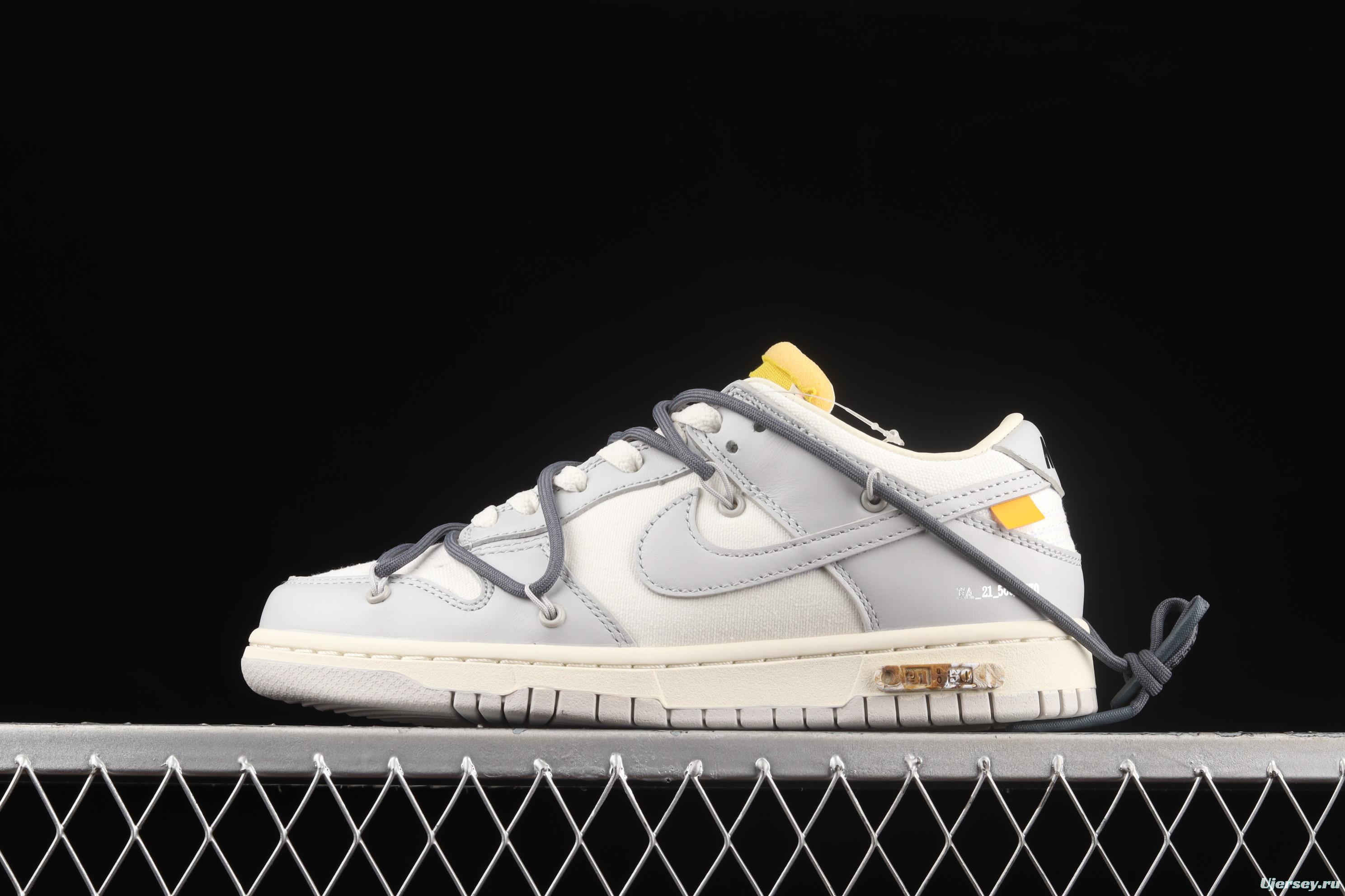 OFF-White x NIKE DUNK Low OW gray SB buckle rebound fashion casual board shoes DM1602-105