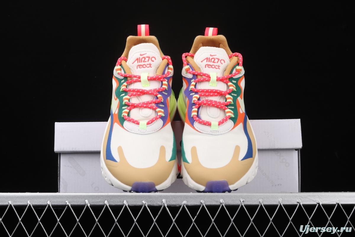 NIKE Air Max 270React new high-frequency mesh function half-palm air cushion cushioning running cloth shoes CQ4805-071