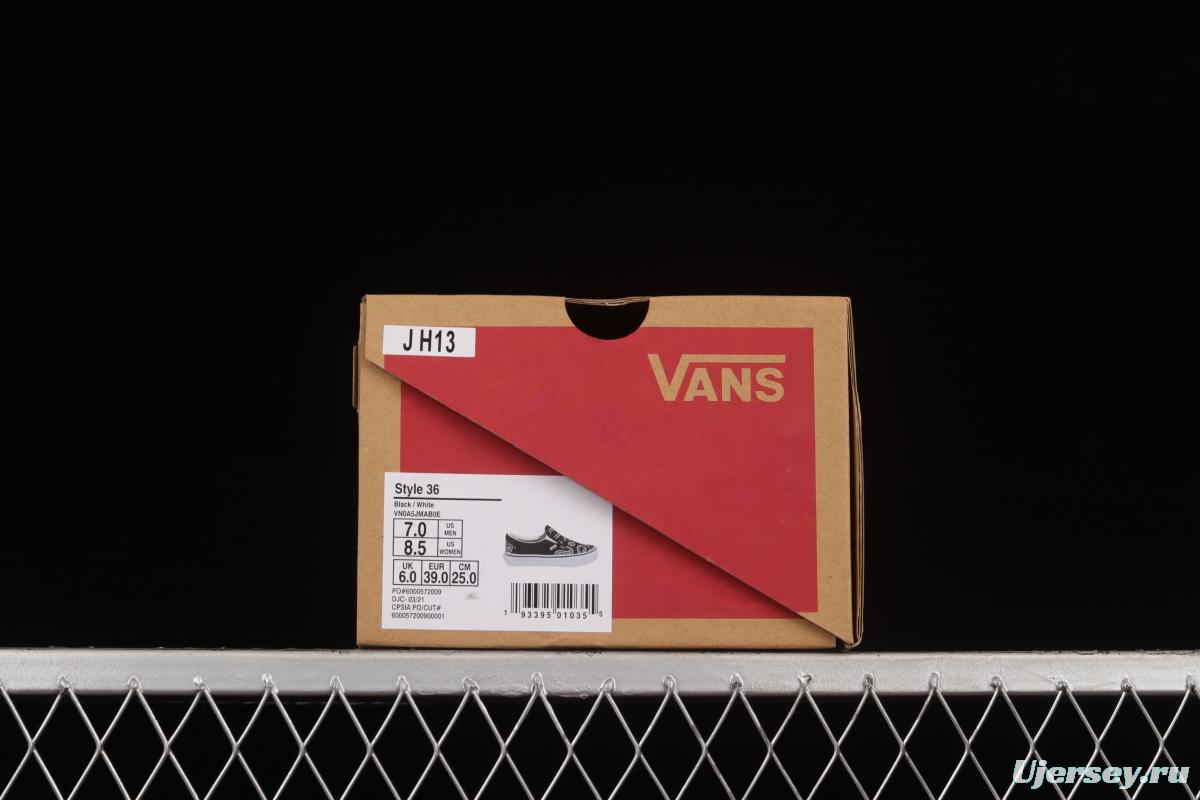 Vans Slip-On 50th Anniversary Cashew Flower Loafers Shoes Lazy Korean Canvas Shoes VN0A5JMAB0E