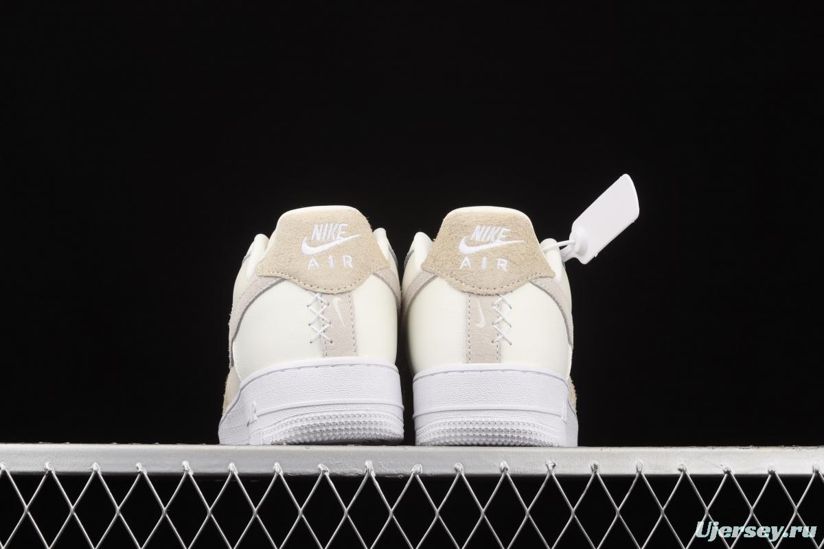 NIKE Air Force 11607 Beach Coconut Milk Leather Milk Tea splicing low-top leisure sports board shoes DD6618-100