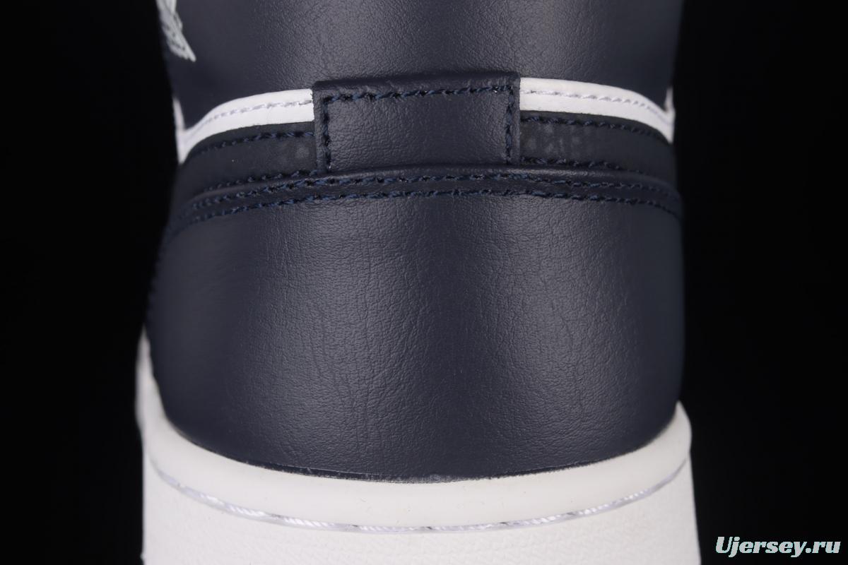 Air Jordan 1 Mid obsidian basketball shoes 554724-174