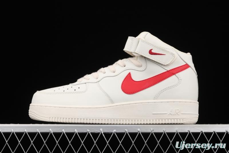 NIKE Air Force 1 Mid air force white and red top casual board shoes 315123-126