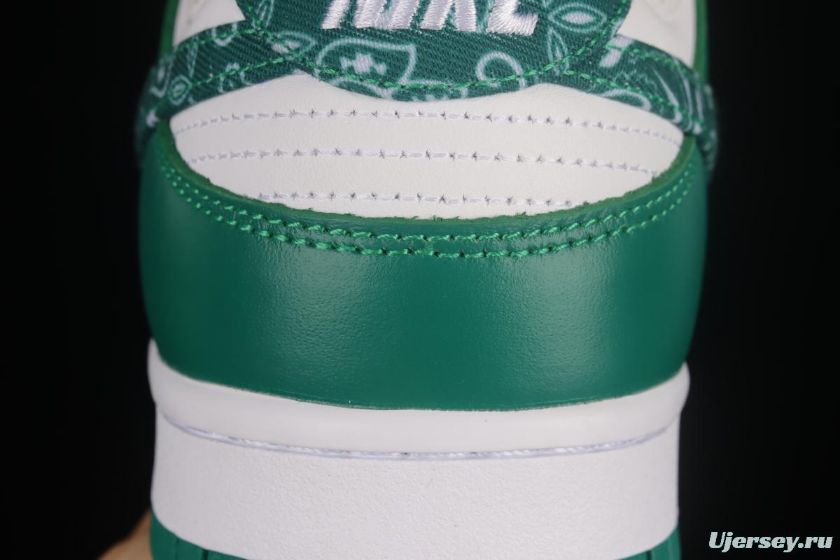 NIKE DUNK Low Green Paisley Cashew Flower White Green SB Buckle Shredded Backboard Fashion Casual Sneakers DH4401-102