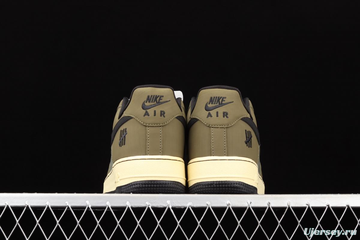 Undefeated x NIKE Air Force 1 Low SP Ballistic olive green sail leather splicing low-side leisure sports board shoes DH3064-300