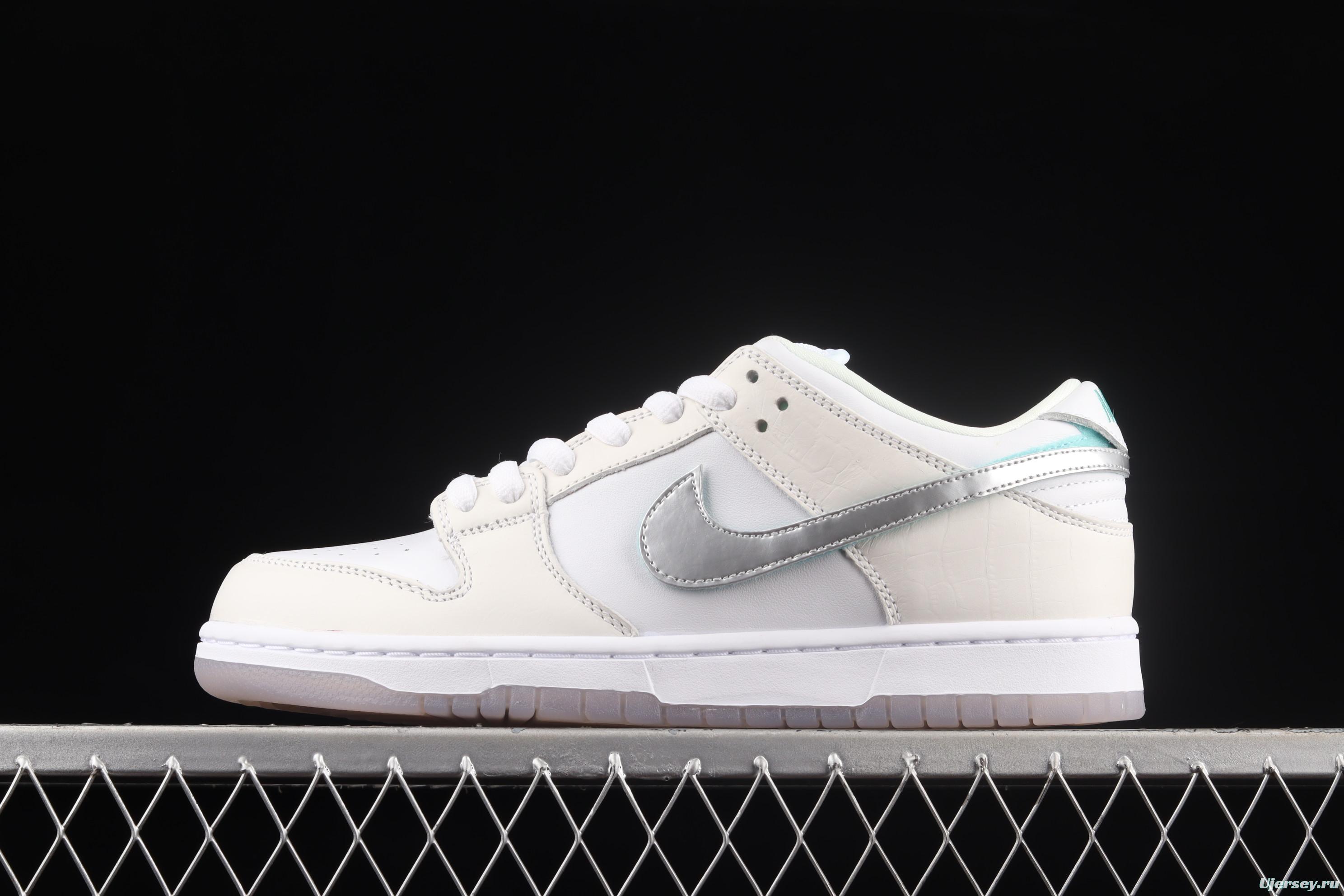 Diamond Supply Co x NIKE SB DUNK Low joint style white diamond SB rebound fashion casual board shoes BV1310-100