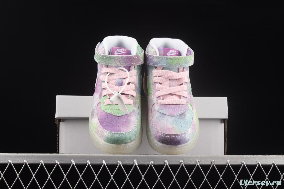 NIKE Air Force 1: 07 Mid WB dazzling ribbon lamp state size Kids 314197-8700