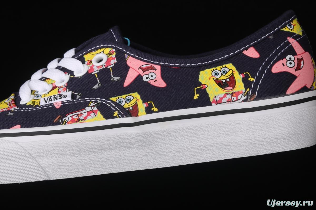 SpongeBob x Vans Comfycush Authentic 2021 joint color printing cartoon customized low-side vulcanized canvas leisure sports board shoes VN0A3WM7YZ1