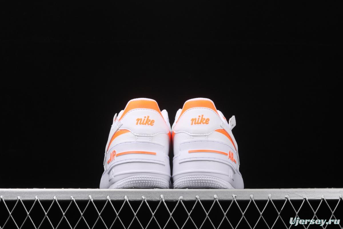 NIKE Air Force 1 ShAdidasow White Orange Light weight heightened low side White Board shoes CI0919-103