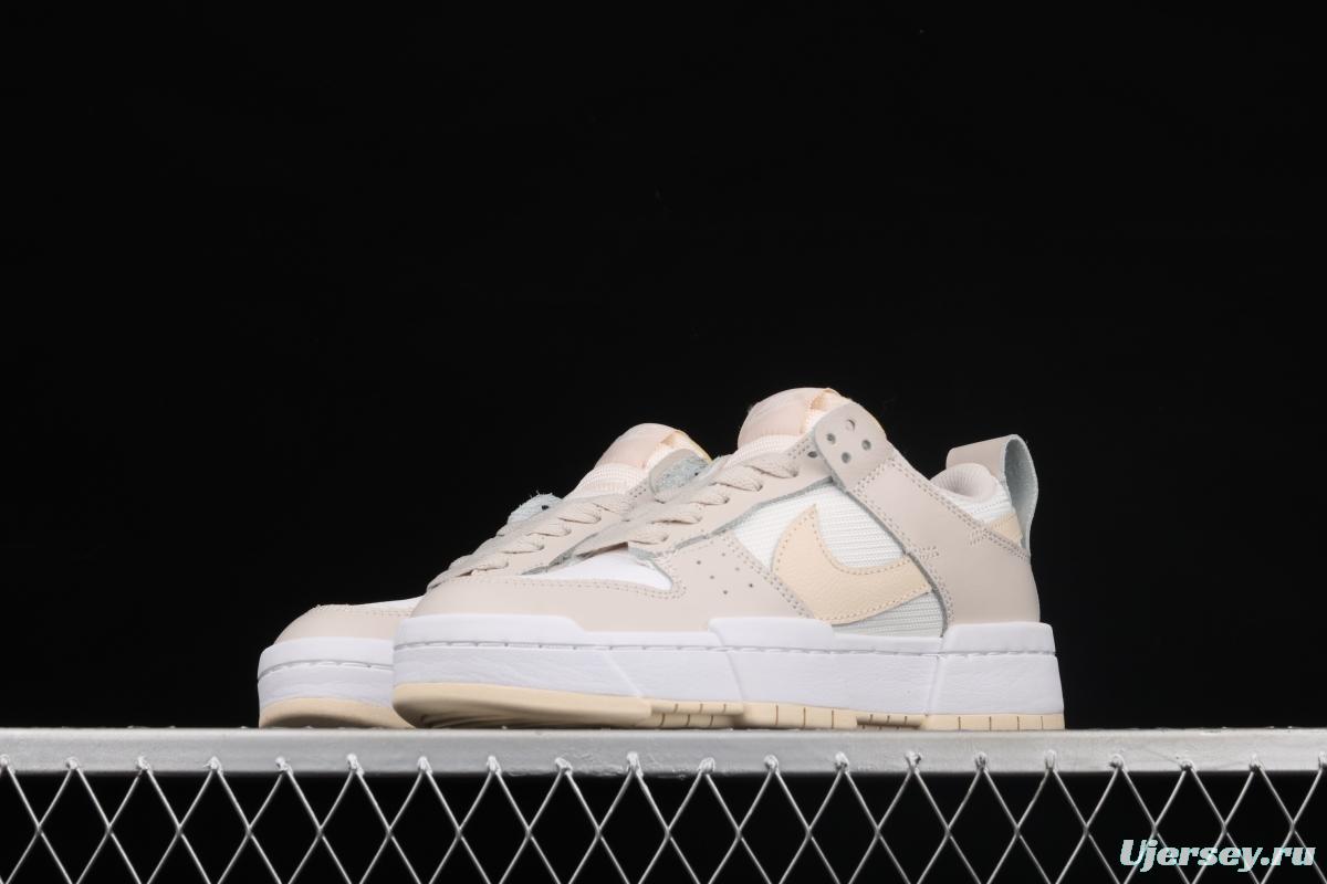 NIKE DUNK Low Disrupt White/Sand/Ghost/Sail lightweight dunk destruction series deconstructed wind low side casual skateboard shoes CK6654-103