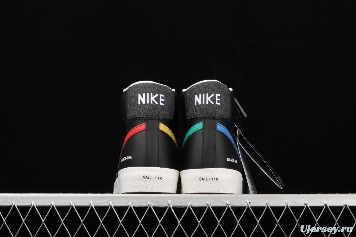 NIKE Blazer Mid'77 Trail Blazers four-color hook black high-top casual board shoes DA2142-046