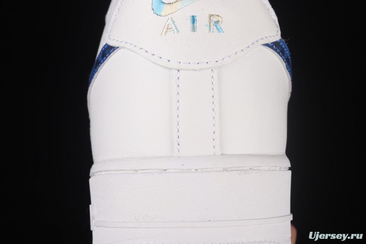 NIKE Air Force 1x 07 Lx graffiti white and blue low upper shoes 314192-117