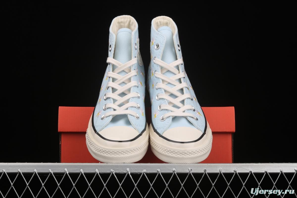 Converse 1970 Korean version milk blue floret high top leisure board shoes 570917C