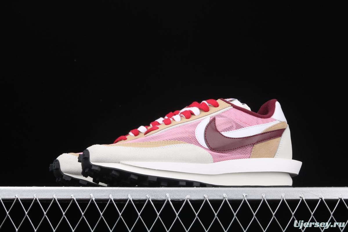 Sacai x NIKE LVD Waffle Daybreak co-signed catwalk style net gauze leather splicing double hook Swoosh running shoes BV0073-700