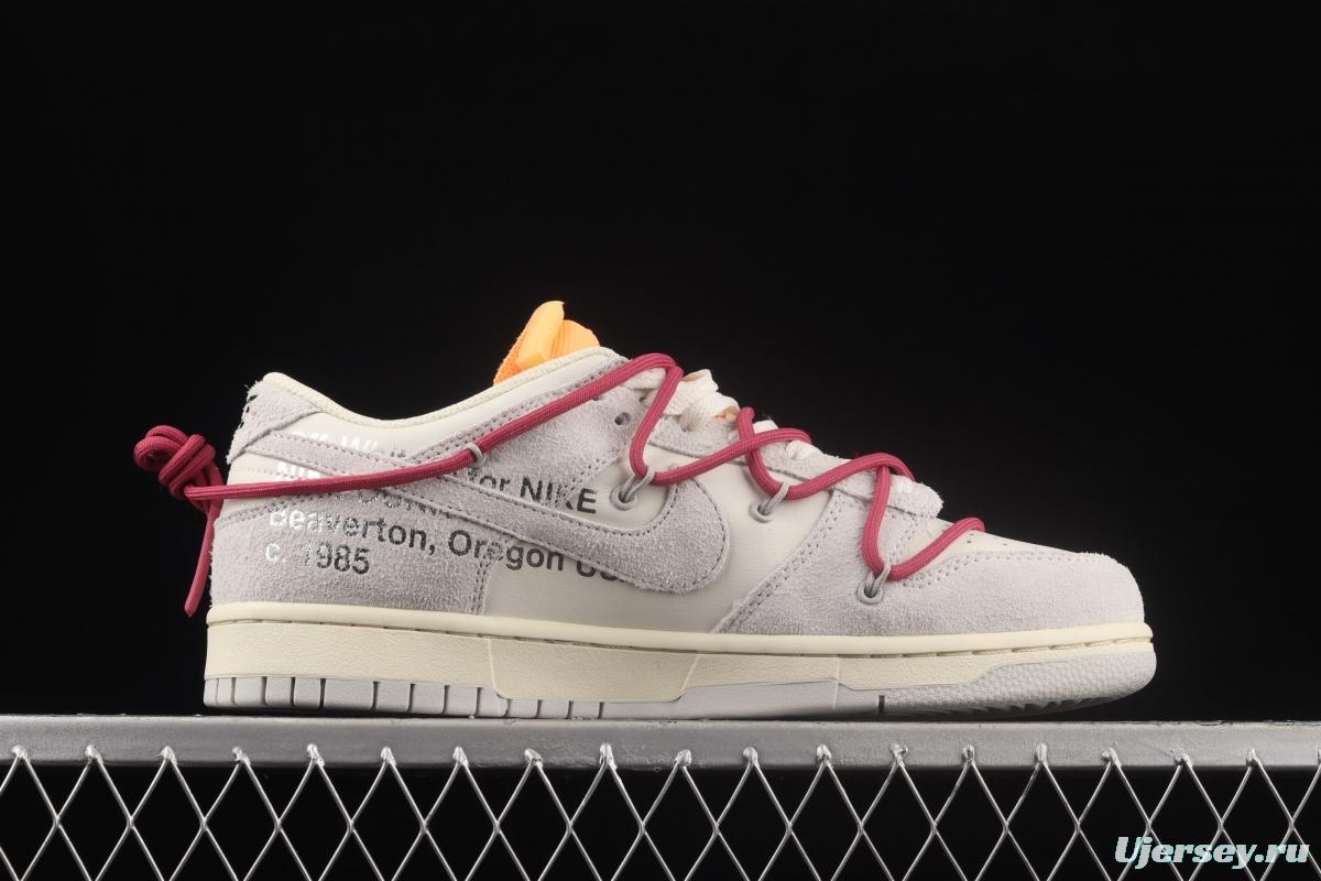 OFF-White x NIKE DUNK Low OW white gray leisure sports skateboard shoes DJ0950-114,