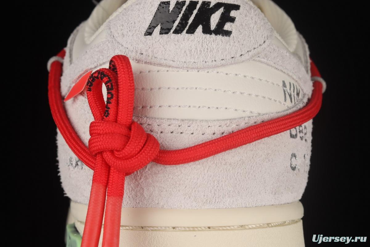 OFF-White x NIKE DUNK Low OW white gray leisure sports skateboard shoes DJ0950-118