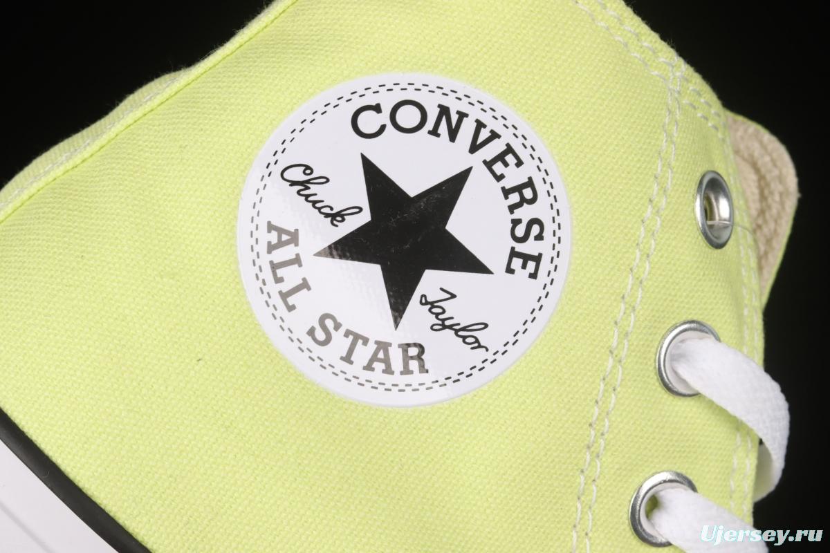 Converse All Star light colors are lemon yellow high top fashionable canvas shoes 170154C