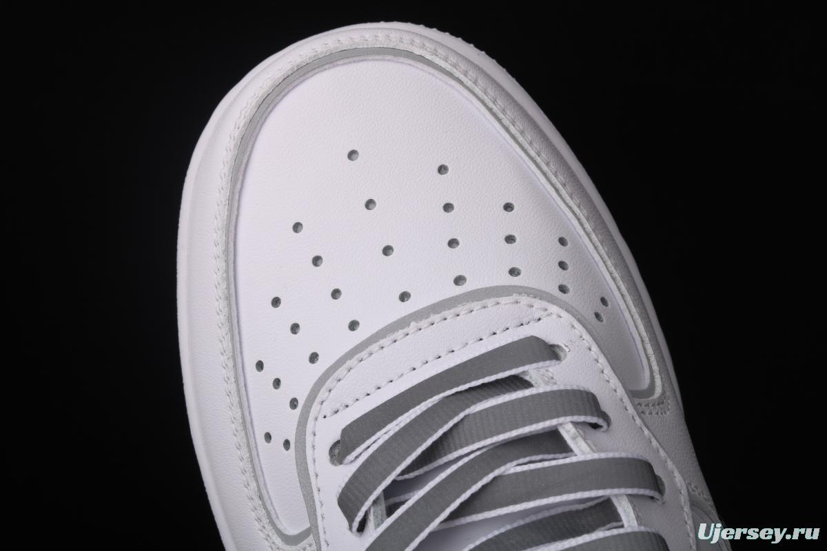 NIKE Air Force 1x 07 Mid laser white 3M reflective medium side leisure sports board shoes 369733-809