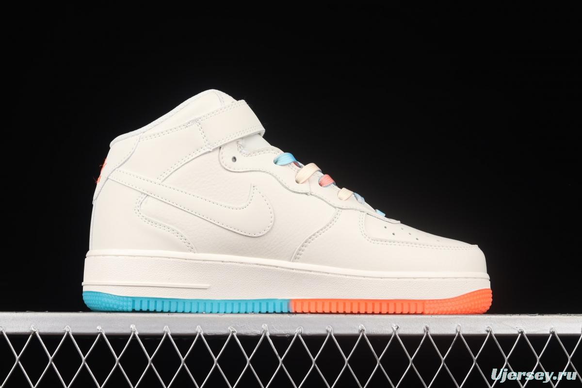 NIKE Air Force 1 Mid'07 Miami rice orange and blue medium-top casual board shoes MI9663-536